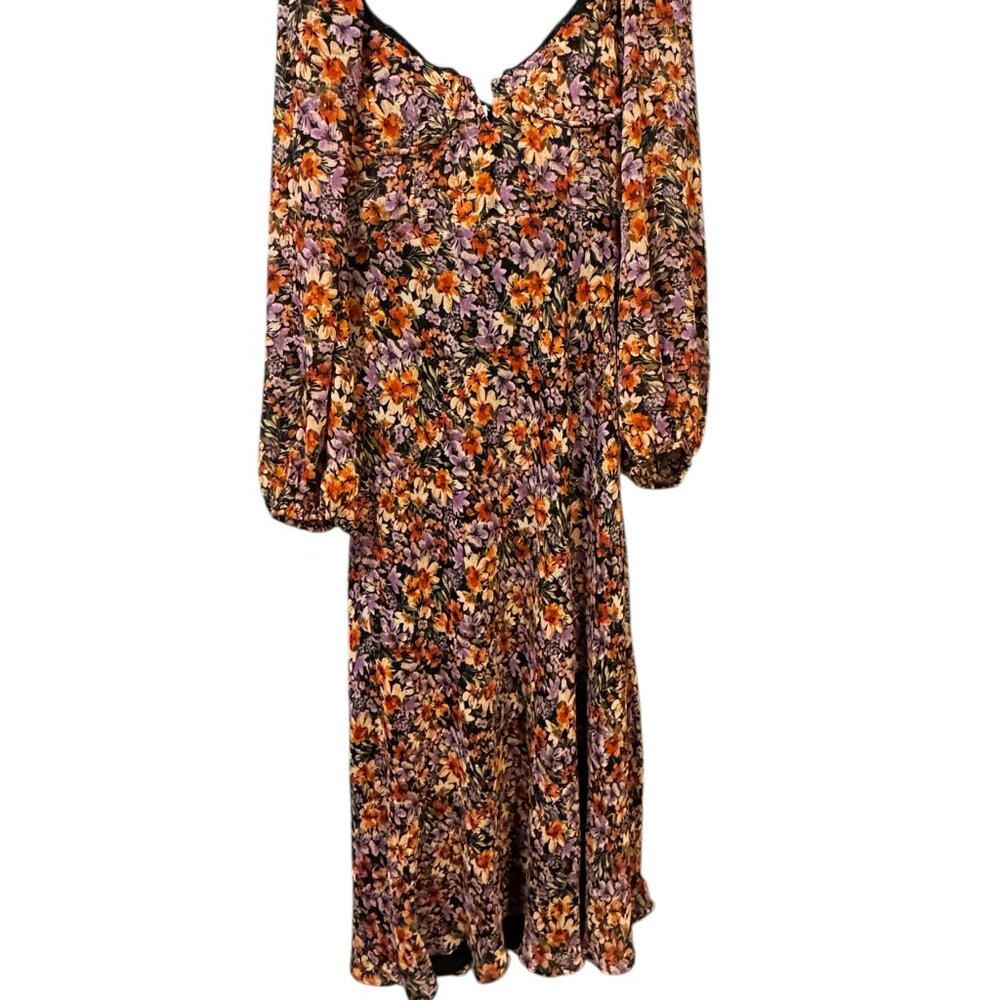 Astr Floral Maxi Dress in Black, Orange, Purple